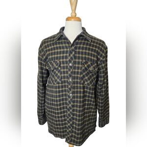 Vintage Sondre Flannel Lined Denim Work Jacket Shirt Shacket Plaid Size L